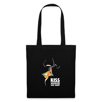 Kiss Whoever You Want Lesbian Pansexual Diversity - Stoffbeutel - Schwarz - Vorne