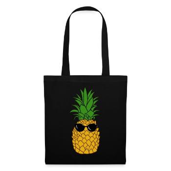 Ananas Sonnenbrille Urlaub Sommer - Stoffbeutel - Schwarz - Vorne