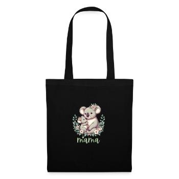 Maman Koala ours câlin I Couronne florale maman I Koala - Sac en tissu - noir - Devant