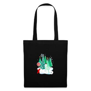 Xmas Tannenbaum Design - festliche Geschenkidee - Stoffbeutel - Schwarz - Vorne