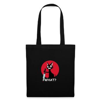 Quoi | Chat, Couteau, Chat Amour, Animal, Bien-être animal - Sac en tissu - noir - Devant