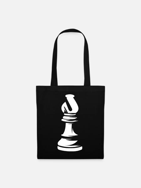 bishop läufer schach figur chess symbol Grafik - Stoffbeutel - Schwarz