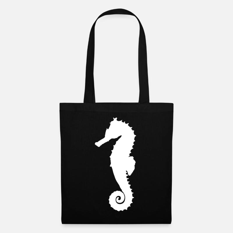 Hippocampe blanc - Sac en tissu - noir