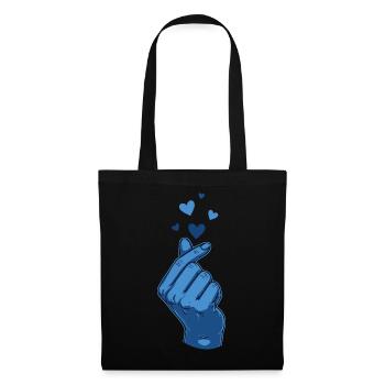 Kpop Koreanische Musik Blue Finger Heart Love - Stoffbeutel - Schwarz - Vorne