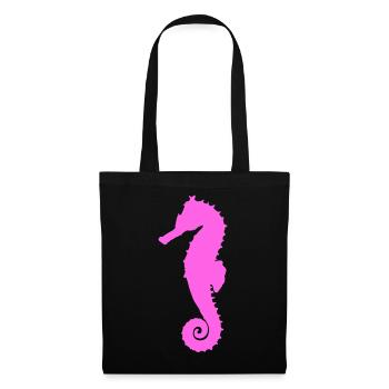 Seepferdchen pink - Stoffbeutel - Schwarz - Vorne