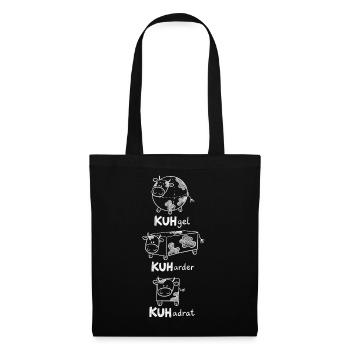 Kuh Mathe Geometrie Formen Wortspiel - Stoffbeutel - Schwarz - Vorne