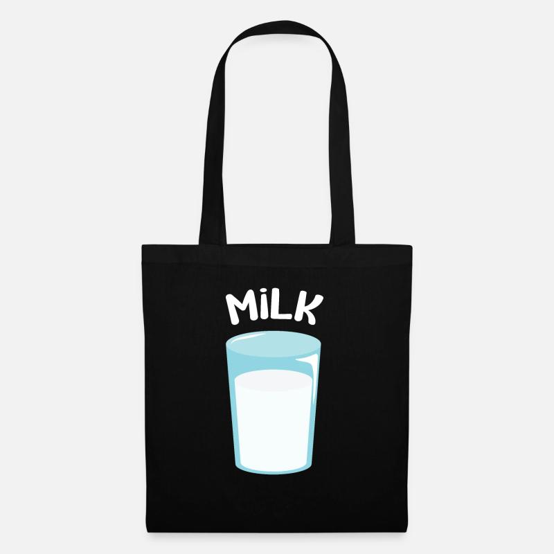 Glas Milch - Stoffbeutel - Schwarz