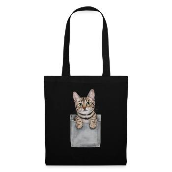 Ägyptische Mau-Katze in der Tasche Geschenk - Stoffbeutel - Schwarz - Vorne