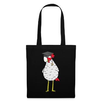 Schlaues kluges Huhn Henne Hühner Federvieh Abi - Stoffbeutel - Schwarz - Vorne