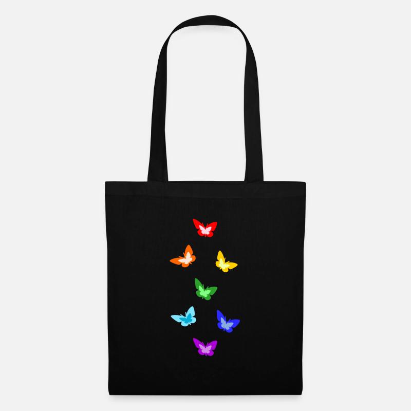 rainbow butterflies; Regenbogen-Schmetterlinge - Stoffbeutel - Schwarz