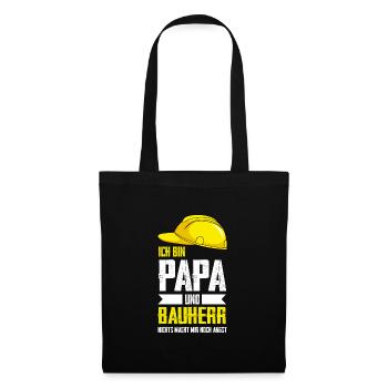Bauherr Papa Baustelle Geschenk - Stoffbeutel - Schwarz - Vorne