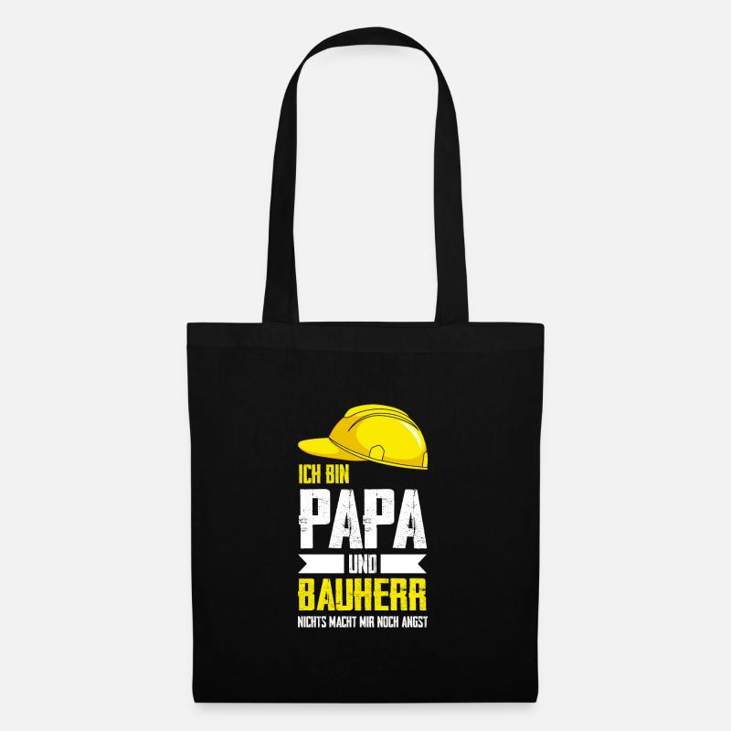 Bauherr Papa Baustelle Geschenk - Stoffbeutel - Schwarz