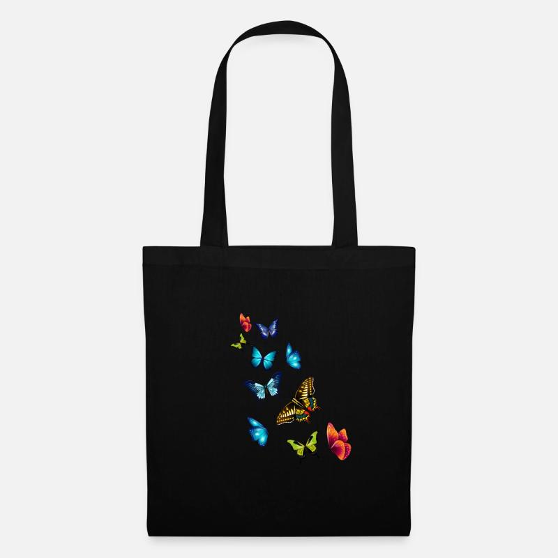 Mädchen Schöne Bunte Schmetterlinge - Stoffbeutel - Schwarz