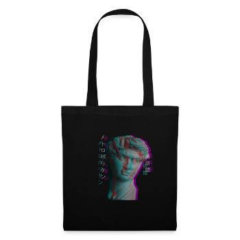 Ancienne sculpture grecque Vaporwave statue tête - Sac en tissu - noir - Devant