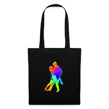 Tango Dancing Dance Couple Rainbow Colors Polygon - Tote Bag - black - Front
