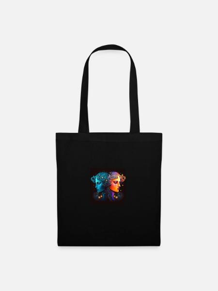 Gemini Zodiac Watercolor Watercolor Boho - Tote Bag - black