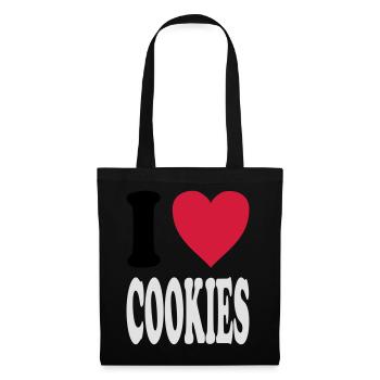I love COOKIES (Farben anpassbar!) - Stoffbeutel - Schwarz - Vorne