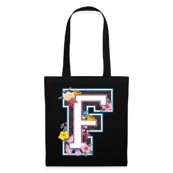 Lettre F dans le style universitaire - Sac en tissu - noir - Devant