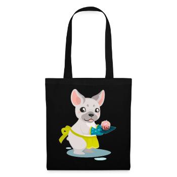 Cute Bulldog Cake Puppy Puppy Pug Gift - Tote Bag - black - Front