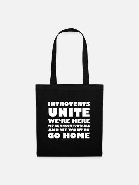 Introverts Unite - Stoffbeutel - Schwarz