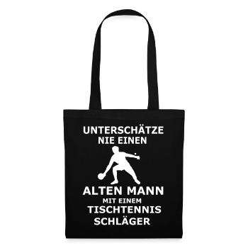 Alter Mann Tischtennis Geschenk Männer Shirt - Stoffbeutel - Schwarz - Vorne