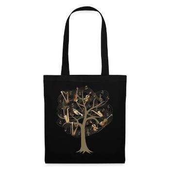 Musicien Arbre / Orchestre Notes de Musique Idée Cadeau - Sac en tissu - noir - Devant