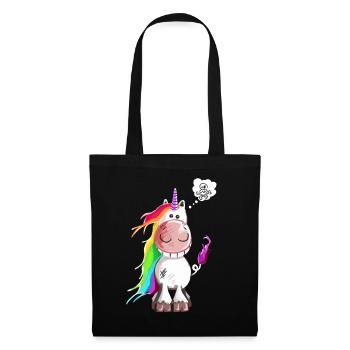 Licorne de crâne - Licornes - Bande dessinée - Sac en tissu - noir - Devant