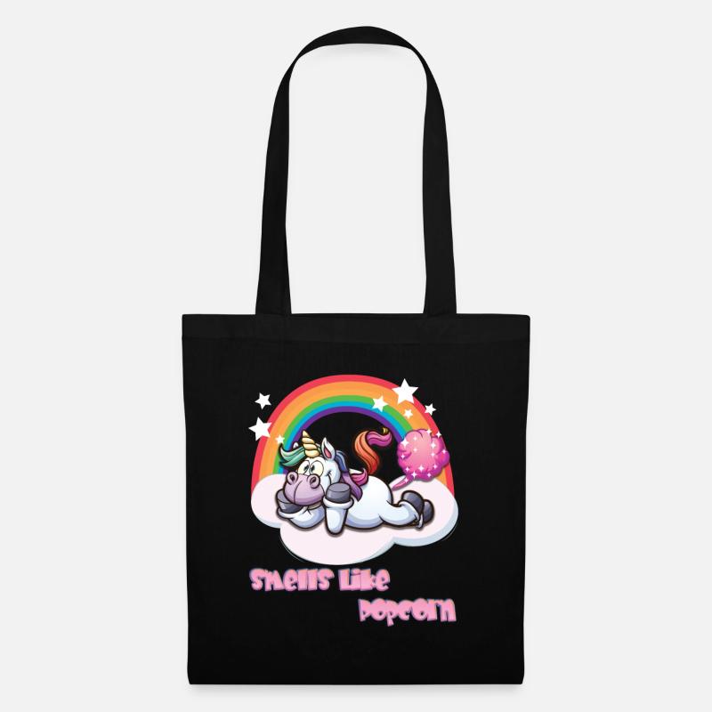 Furzendes Einhorn - Smells like Popcorn - Stoffbeutel - Schwarz