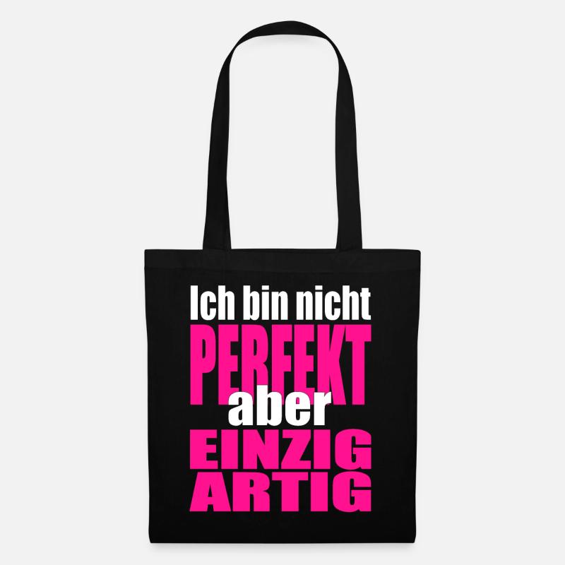 Nicht perfekt, einzigartig in Pink - Stoffbeutel - Schwarz