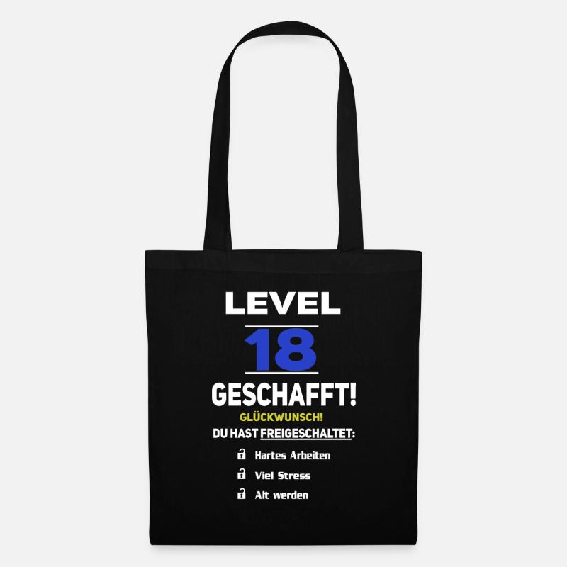 Level 18 - 18. Geburtstag Gaming lustiges Geschenk - Stoffbeutel - Schwarz