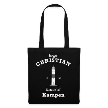 Sylt, Leuchtturm kampen, langer Christian - Stoffbeutel - Schwarz - Vorne