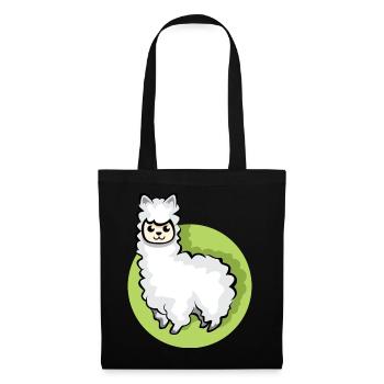 Alpaka Symbol Tier süß Schaf cartoon comic icon - Stoffbeutel - Schwarz - Vorne