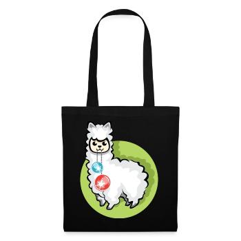 alpaca xmas balls christmas lama symbol Alpaka - Stoffbeutel - Schwarz - Vorne