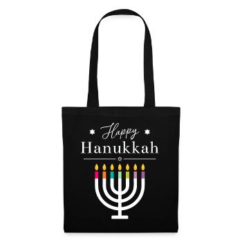 Happy Hanukkah Shirt | Menorah Festival of Lights - Tote Bag - black - Front