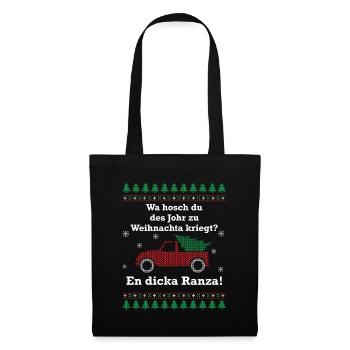 Wa hosch du des Johr zu Weihnachta kriegt? - Stoffbeutel - Schwarz - Vorne