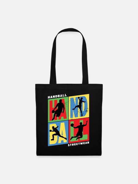 Handball Handballspieler Handballer Vintage Retro - Stoffbeutel - Schwarz