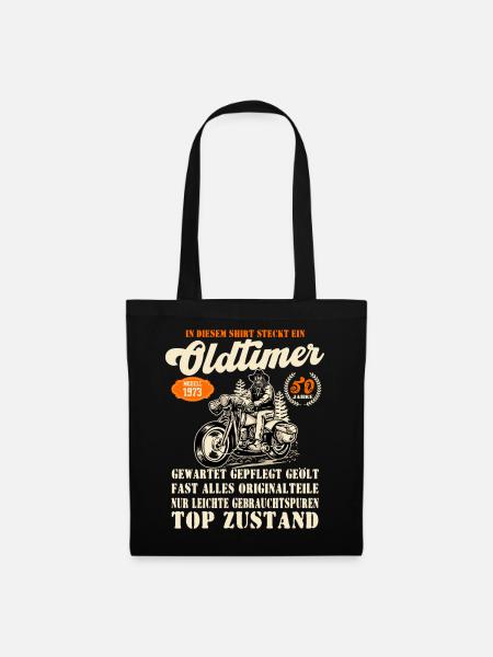 51. Geburtstag Oldtimer Modell Motorrad 1973 - Stoffbeutel - Schwarz