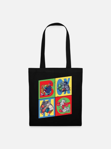 Boxen Boxer Boxkampf Sport Tiere Cartoon Comic - Stoffbeutel - Schwarz