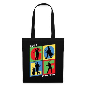 Golf Golfen Golfspieler Sport Hobby Club Vintage - Stoffbeutel - Schwarz - Vorne