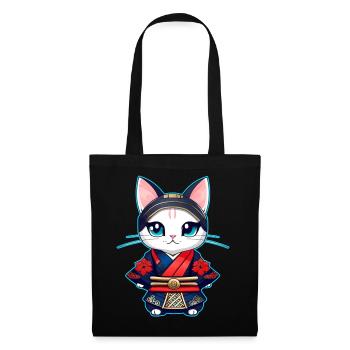 Cute samurai cat - Tote Bag - black - Front