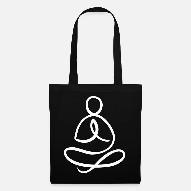 Meditating man, white line style - Tote Bag - black