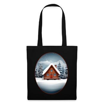 Wooden house, Christmas hut - Tote Bag - black - Front