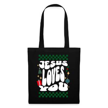 Jesus loves You - Christians Retro Ugly Christmas - Tote Bag - black - Front