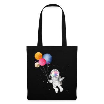 Astronaute avec des planètes colorées en guise de ballons - Sac en tissu - noir - Devant