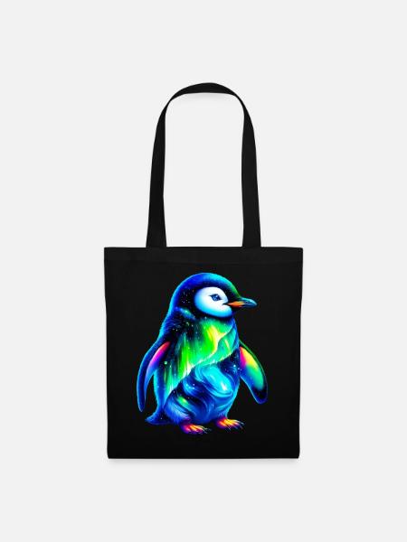Aurora Borealis Pinguin - Stoffbeutel - Schwarz