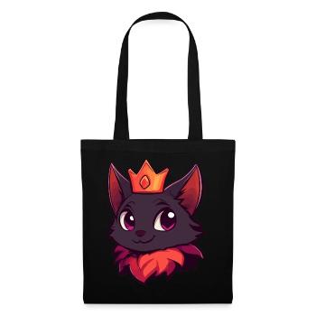 Chat couronné mignon avec sourire espiègle - Sac en tissu - noir - Devant