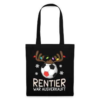 Rentier war Ausverkauft Fußball Weihnachten - Stoffbeutel - Schwarz - Vorne