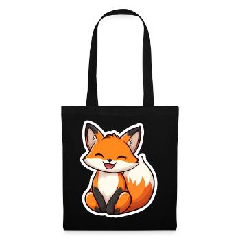 Renard mignon et heureux dans le style dessin animé - Sac en tissu - noir - Devant