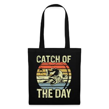 Fang des Tages: Fischliebhaber, Angler, Natur - Stoffbeutel - Schwarz - Vorne