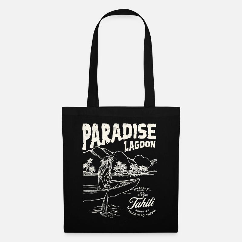 Paradieslagune Illustration - Stoffbeutel - Schwarz